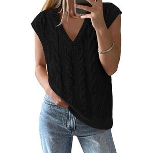 Brand New - Btfbm Oversized Cable Knit V-Neck Vest